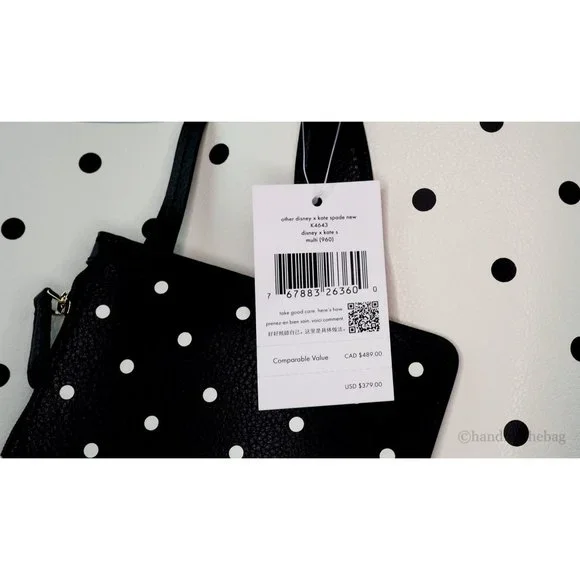 NEW Kate Spade X Disney Minnie Mouse & Figaro Tote Bag White Polka Dot Leather - Picture 6 of 11